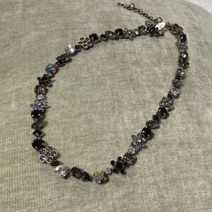 Sorrelli Black and Iridescent Floral Crystal Necklace